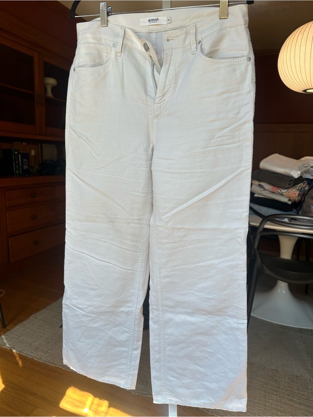 Hudson Jeans White Wide-Leg Crop Flare Denim